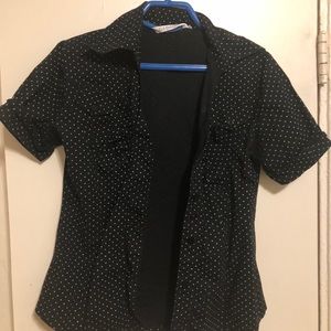Black polka dot blouse